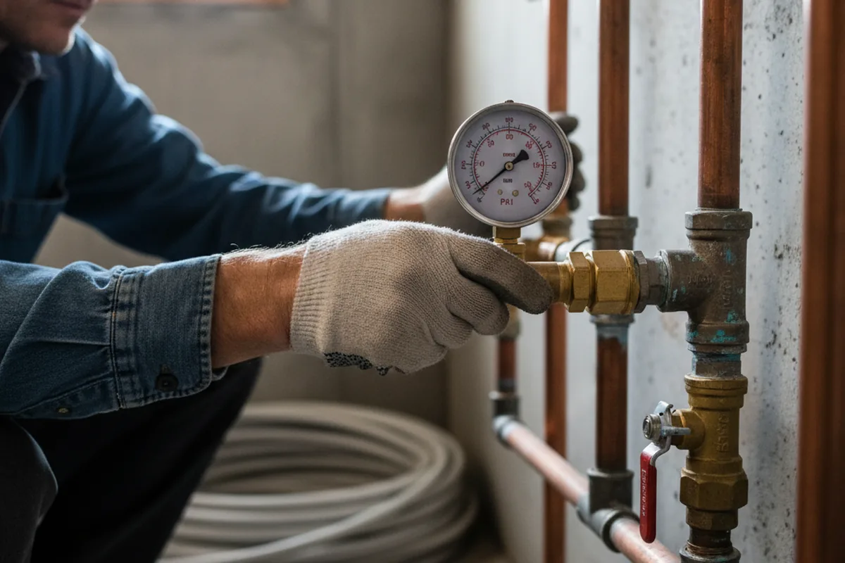 Pressure testing a repaired line during Water Line Repair in Mechanicsburg
